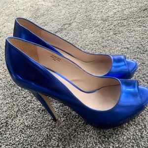 Nordstrom Blue Peep Toe Platform Flounce Heels